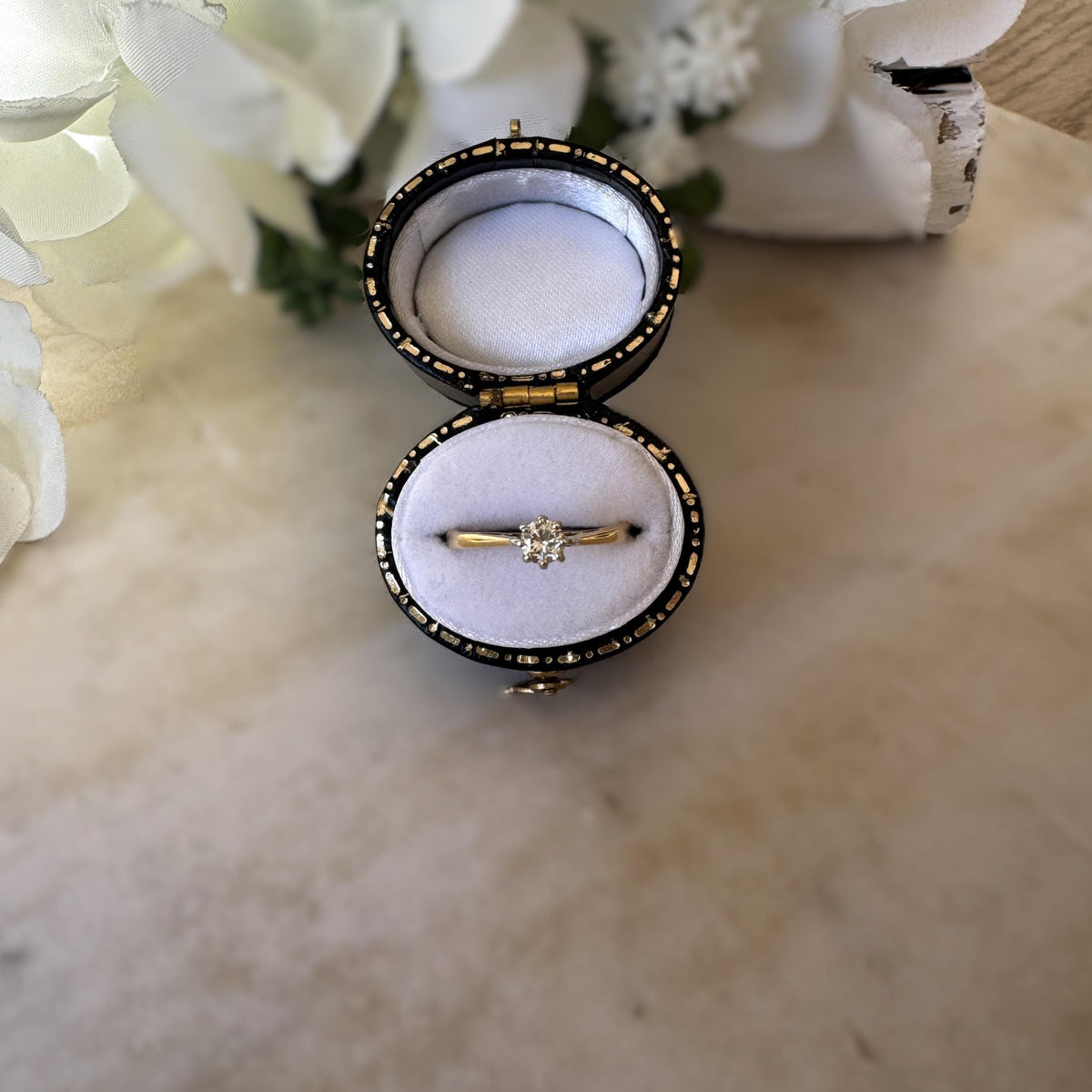 Vintage Late Art Deco Natural Diamond Solitaire Ring, 18ct Gold & Platinum, Size K or 5