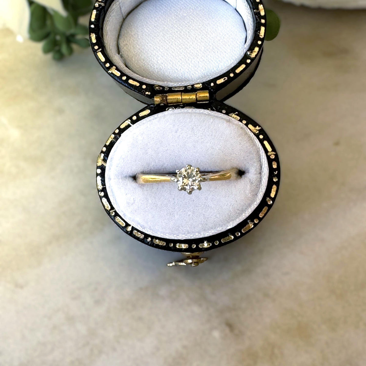 Vintage Late Art Deco Natural Diamond Solitaire Ring, 18ct Gold & Platinum, Size K or 5