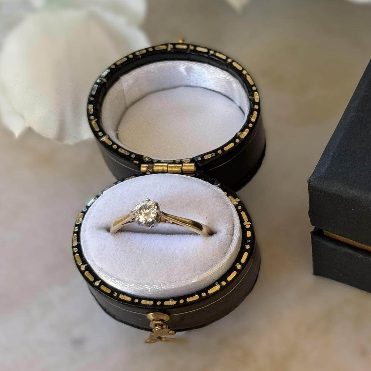 Vintage Late Art Deco Natural Diamond Solitaire Ring, 18ct Gold & Platinum, Size K or 5
