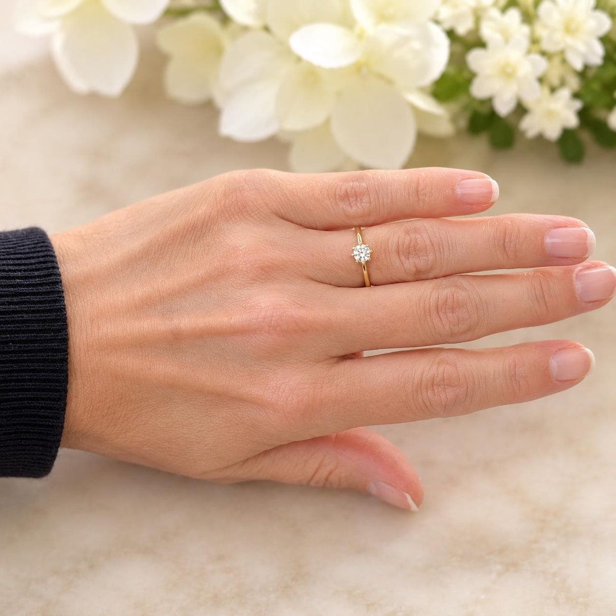 Vintage Late Art Deco Natural Diamond Solitaire Ring, 18ct Gold & Platinum, Size K or 5