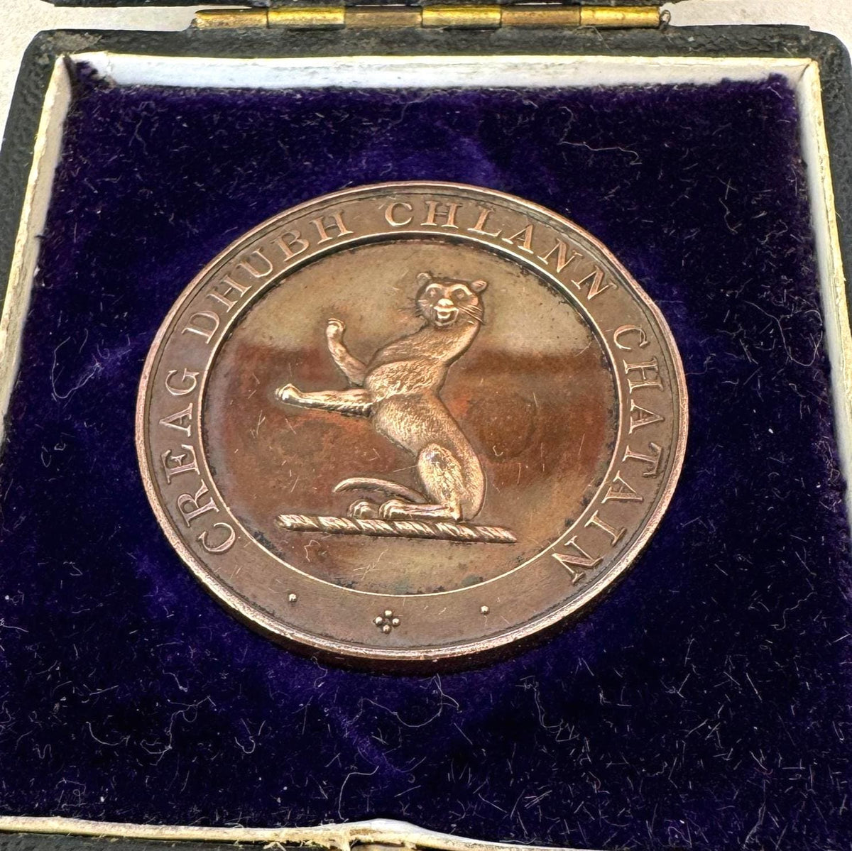 Antique Cased 1895 Bronze Medal Commemorating the Allegiance of Scottish Highland Clans Chattan and Macpherson