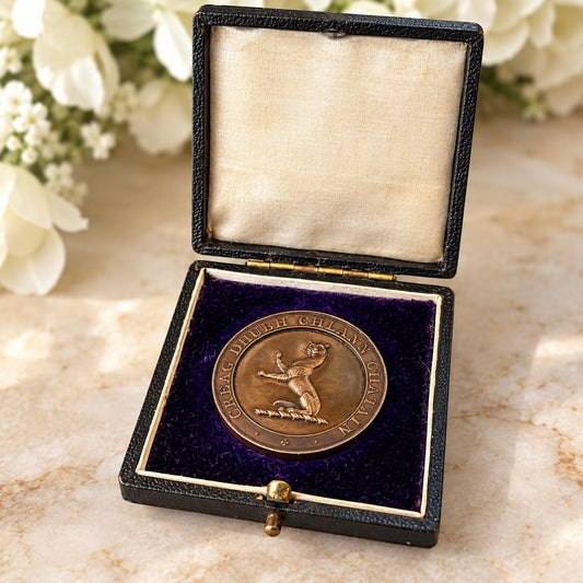 Antique Cased 1895 Bronze Medal Commemorating the Allegiance of Scottish Highland Clans Chattan and Macpherson