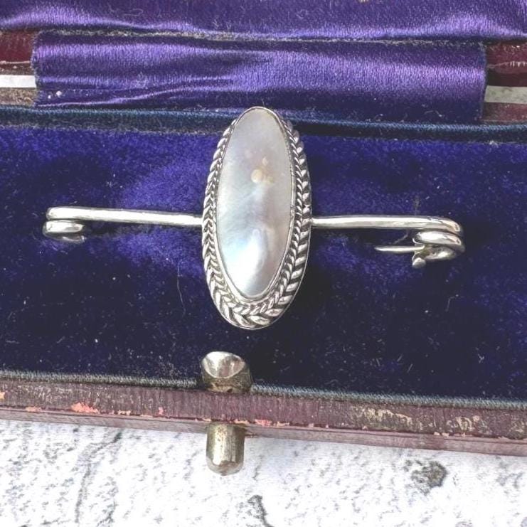 Rare Antique Georgian Silver Brooch | Coque de Perle Nautilus Shell Cravat Pin, c.1800