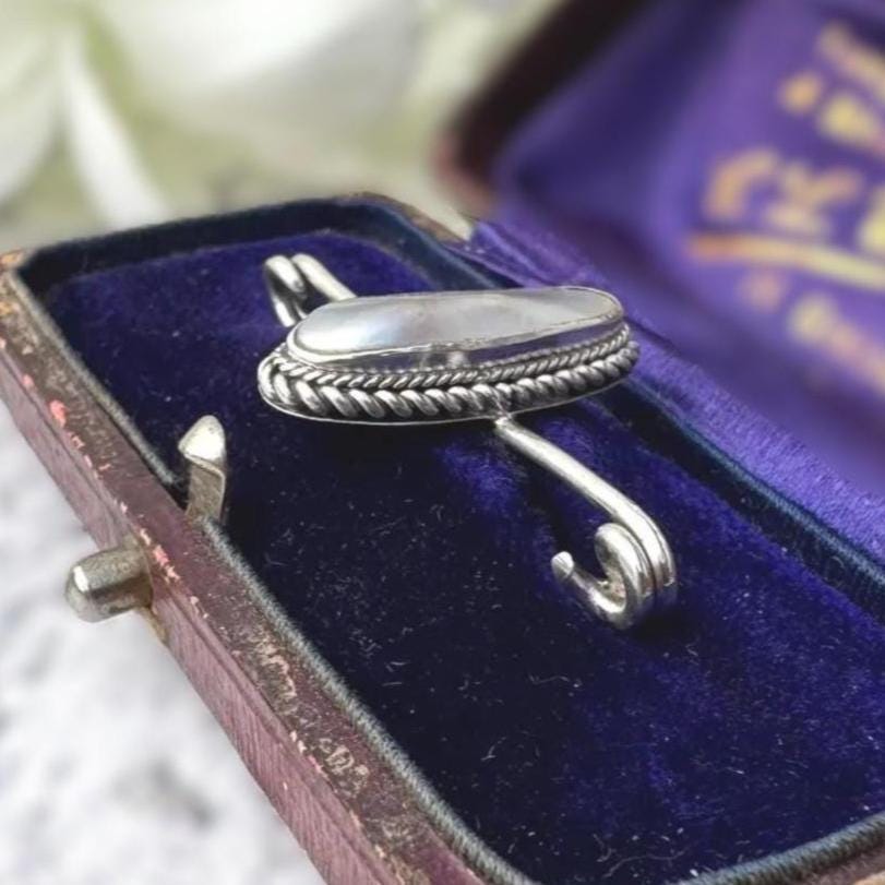 Rare Antique Georgian Silver Brooch | Coque de Perle Nautilus Shell Cravat Pin, c.1800