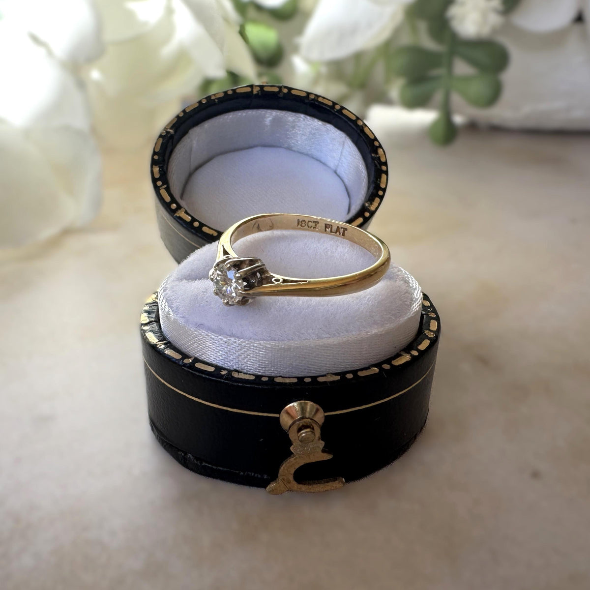 Vintage Late Art Deco Natural Diamond Solitaire Ring, 18ct Gold & Platinum, Size K or 5