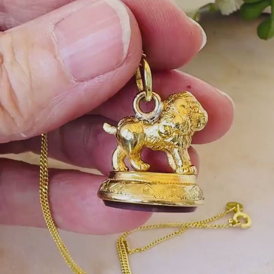 Georgian Pinchbeck Lion Seal Fob Pendant