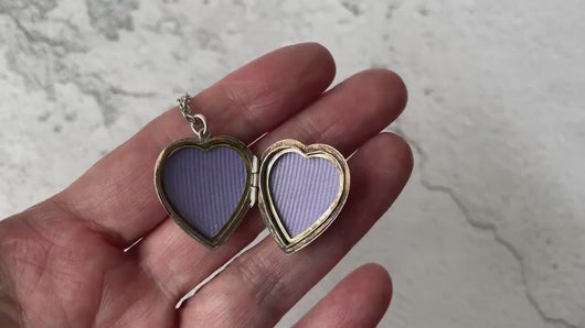 Vintage Sterling Silver Engraved Heart Locket Necklace