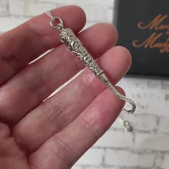 Victorian Miniature Silver Button Hook Pendant