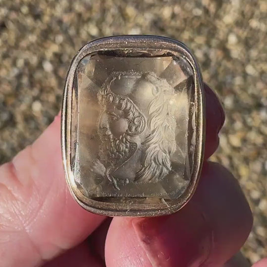 Antique Georgian 18ct Gold Citrine Intaglio Seal Fob Of Mars
