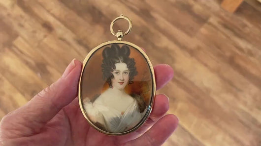 Georgian Regency 18ct Gold Portrait Miniature Locket Pendant