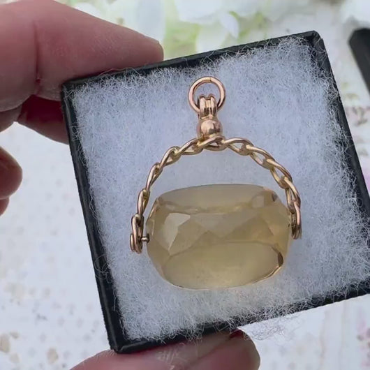 Victorian 9ct Gold, Lemon Citrine Spinner Fob Pendant