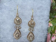 Load and play video in Gallery viewer, Georgian Gold &amp; Diamond Pendeloque Drop Earrings
