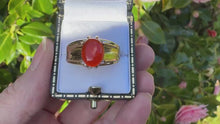 Load and play video in Gallery viewer, Gents Vintage 9ct Gold &amp; Red Carnelian Belcher Ring
