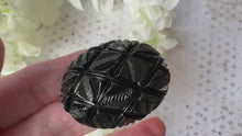 Load and play video in Gallery viewer, Victorian Whitby Jet Pineapple Brooch
