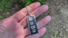 Load and play video in Gallery viewer, Vintage Sterling Silver Large Ingot Pendant Necklace
