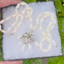 Cargar y reproducir el video en el visor de la galería, Antique Georgian Pearl &amp; Rose Cut Diamond Pendant Necklace
