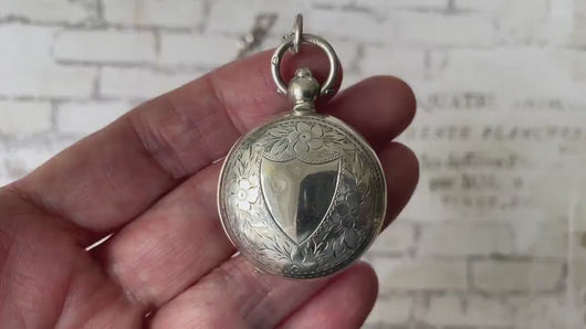 Antique English Silver Sovereign Case Locket Pendant Necklace