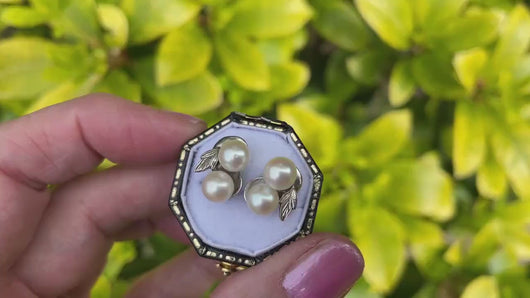 Vintage Mikimoto Sterling Silver Akoya Pearl Earrings