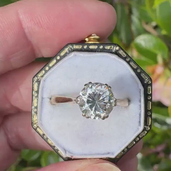 Vintage 9ct Gold 1.50ct White Crystal Solitaire Ring