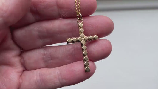 Antique 9ct Rolled Gold Faceted Cross Pendant