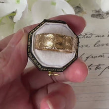 Load and play video in Gallery viewer, Antique Victorian 9ct Gold Cased Mizpah Band Ring
