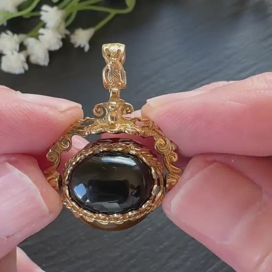 Vintage Victorian Revival 9ct Gold Spinner Fob Pendant, Hallmarked London 1965