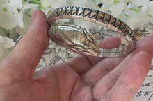 Load and play video in Gallery viewer, Antique Art Deco Sterling Silver Enamel Coiled Snake Bangle Bracelet
