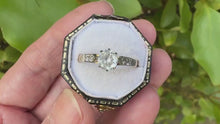 Load and play video in Gallery viewer, Antique 18ct Gold &amp; Platinum White Spinel Ring
