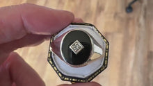 Load and play video in Gallery viewer, Vintage Sterling Silver, Onyx &amp; Diamond Gents Ring
