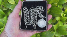 Load and play video in Gallery viewer, Large Antique Silver Albert Watch Chain With Goldsmiths &amp; Silversmiths Fob

