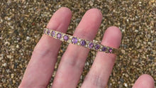 Load and play video in Gallery viewer, Vintage 9ct Gold, Diamond &amp; Lavender Amethyst Bangle Bracelet
