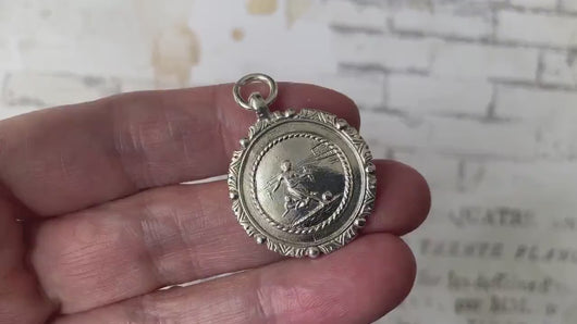 Antique William Hair Haseler Sterling Silver Pictorial Footballer Fob Pendant, Optional Chain