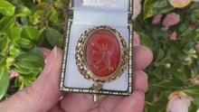 Load and play video in Gallery viewer, Vintage 9ct Gold Carnelian Roman Intaglio Ring
