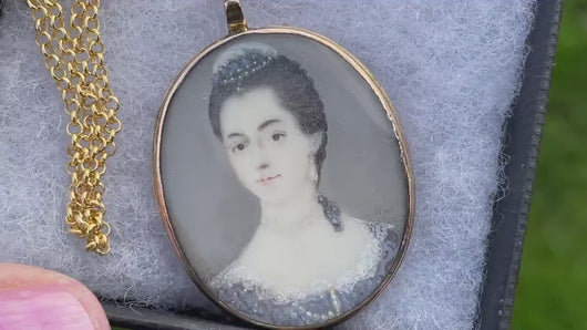 Antique Georgian Gold Gilded Portrait Miniature Locket Pendant
