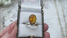 Load and play video in Gallery viewer, Vintage Baltic Amber Sterling Silver Modernist Statement Ring
