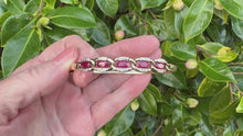 Load and play video in Gallery viewer, Vintage 9ct Gold Ruby &amp; Diamond Bangle Bracelet
