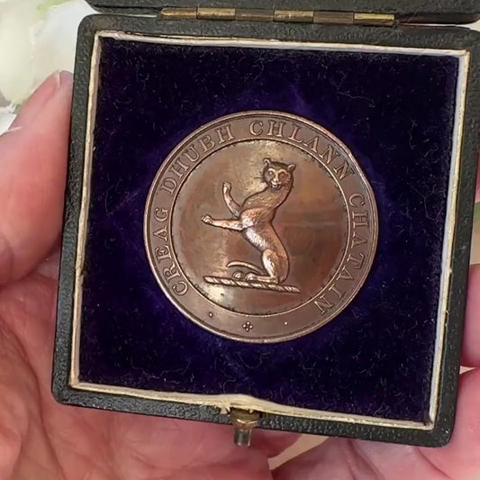 Cased 1895 Bronze Medal Commemorating the Allegiance of Scottish Highland Clans Chattan and Macpherson