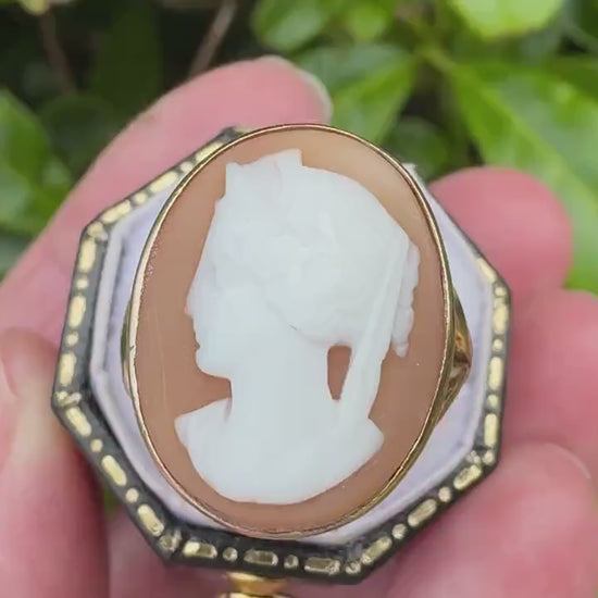 Antique Victorian 9ct Gold Hera Cameo Ring