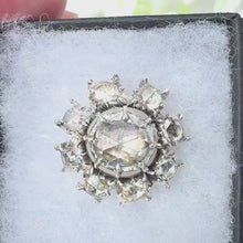 Load and play video in Gallery viewer, Antique Georgian 18ct Gold Rose Cut Diamond Daisy Brooch
