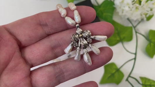 Antique Georgian Diamond & Natural South Sea Baroque Pearl Pendant Necklace