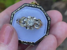 Carica e avvia il video nel visualizzatore di galleria, 1970s Diamond Solitaire Ring, 18ct Gold, High-Set Statement Mount
