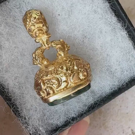 Antique Georgian Solid Gold Bloodstone Fob Seal Pendant, c.1780–1820