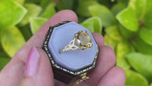 Load and play video in Gallery viewer, Antique Art Deco 9ct Gold Scottish Citrine Solitaire Ring
