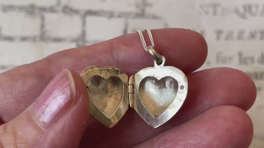 Vintage Sterling Silver Love Heart Locket Pendant Necklace