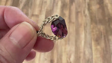 Load and play video in Gallery viewer, Victorian 9ct Gold Amethyst Glass Spinner Fob Pendant
