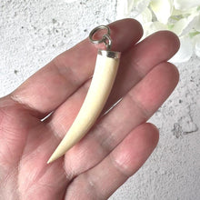 Load image into Gallery viewer, Antique Victorian Boars Tusk Sterling Silver Breloque Pendant
