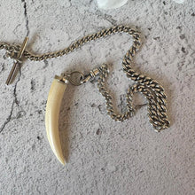 Load image into Gallery viewer, Antique Victorian Boars Tusk Sterling Silver Breloque Pendant

