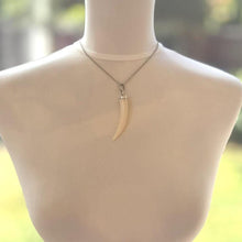 Load image into Gallery viewer, Antique Victorian Boars Tusk Sterling Silver Breloque Pendant
