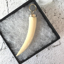 Load image into Gallery viewer, Antique Victorian Boars Tusk Sterling Silver Breloque Pendant
