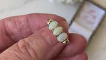 Load and play video in Gallery viewer, Vintage Edwardian Revival 9ct Gold 3-Stone Opal Ring
